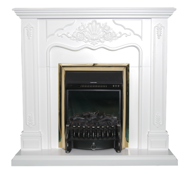 Электрокамин Versailles standard с очагом Аspen Black с очагом Majestic FX M Brass/Black с очагом Fobos FX M Black