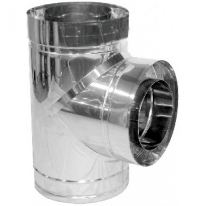 Тройник для дымохода нерж/оцинк Версия Люкс 87 D-100/160 толщ. 0,6 мм
